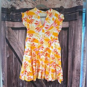 Lavender J Floral Dress in Orange and Yellow